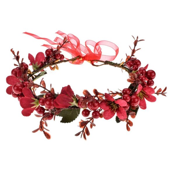 Christmas Floral Headband Pine Cone Berry Wreath for Weddings Parties - Picture 6 of 6